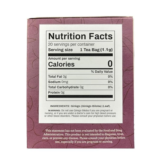 Organic Positively Botanicals Company, Ginkgo Biloba Herbal Tea Bags, 20 Count