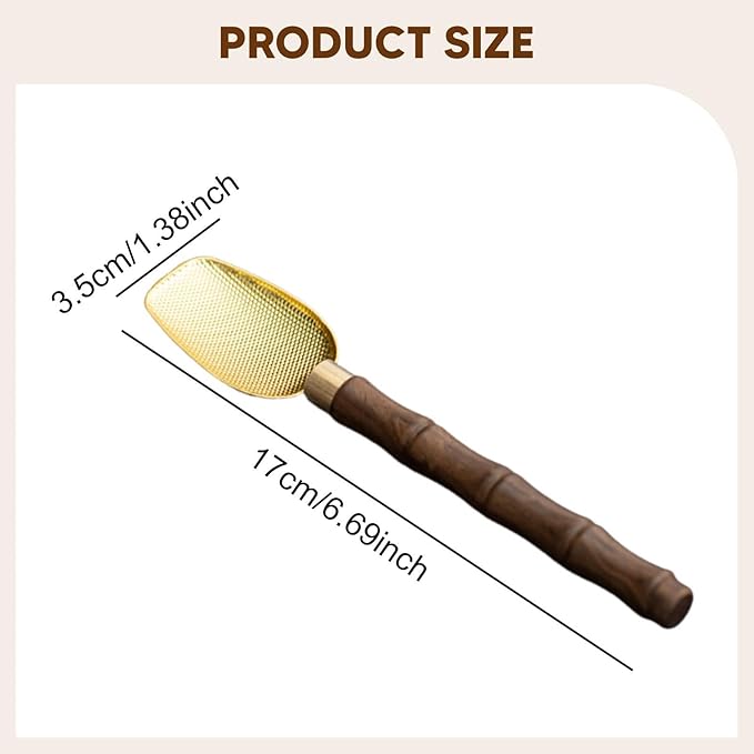 Matcha Scoop,Chashaku Traditional,Easy to Clean,Crafting Handmade Matcha Ceremony Chinese Tea Spoon for Living Room Tabletop, Gold