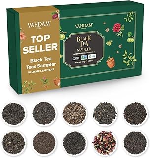 VAHDAM, Assorted Black Tea Loose Leaf Tea Gift Set (10 Flavors) Gift Ideas for Women & Men | Directly Sourced From Assam and Darjeeling | Resealable Ziplock Pouch