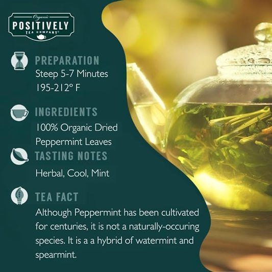 Organic Positively Tea Company, Peppermint Leaf Herbal Tea Bags, 20 Count