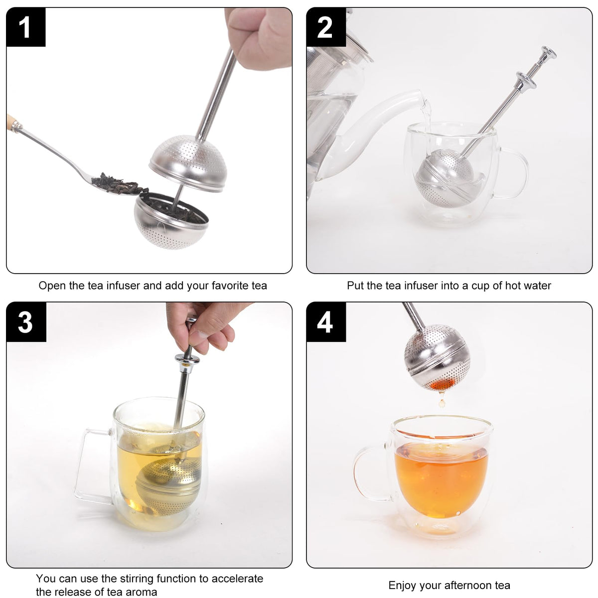 Numola Long Handle Tea Ball, Tea Infuser for Loose Leaf Tea, 2Pcs