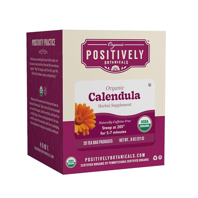 Organic Positively Botanicals Company, Calendula Herbal Tea Bags, 20 Count