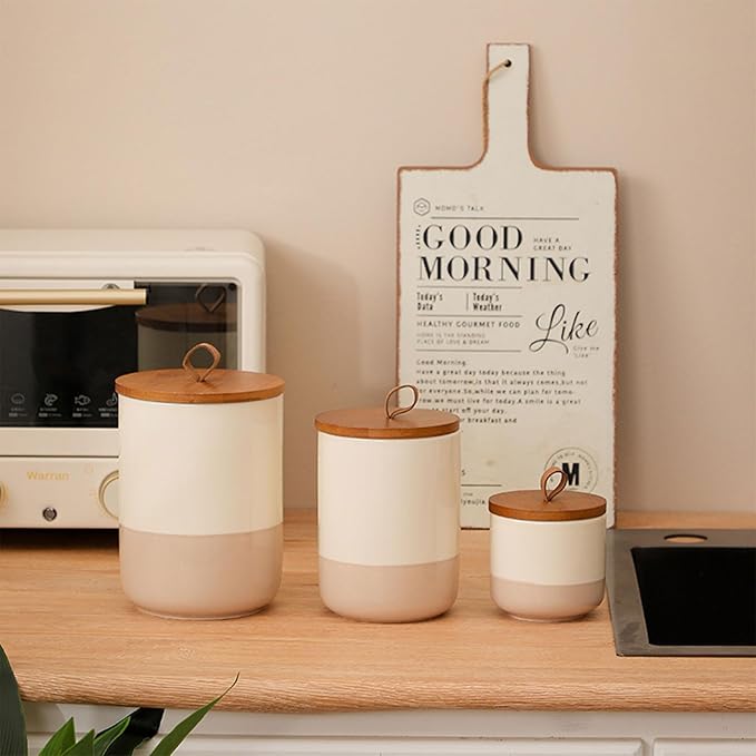 Coffee Canister, Ceramic Food Storage Jars with Lids Salt Matcha Container Brown Sugar Container Bowl for Kitchen Tea, Coffee Beans