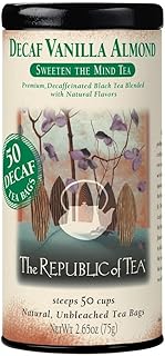 The Republic of Tea - Decaf Vanilla Almond Black Tea Tin, 50 Tea Bags, Environmentally- Friendly Decaffeinated Tea