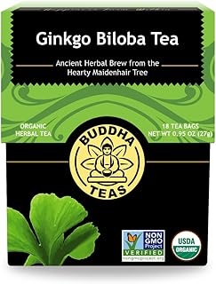 Buddha Teas - Ginkgo Biloba - Organic Herbal Tea - For Cognitive Balance & Overall Health - With Vitamin C - Energizing Blend - Caffeine Free - 100% Kosher & Non-GMO - 18 Tea Bags (Pack of 1)