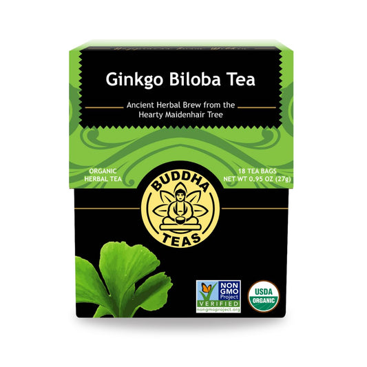 Buddha Teas - Ginkgo Biloba - Organic Herbal Tea - For Cognitive Balance & Overall Health - With Vitamin C - Energizing Blend - Caffeine Free