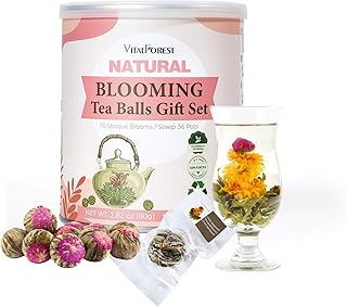 Blooming Tea Flowers Gift Set, 10 Unique Varieties Flowering Tea Balls, Individual Packing Handmade Blooming Balls for Anniversary, Valentine, Birthday