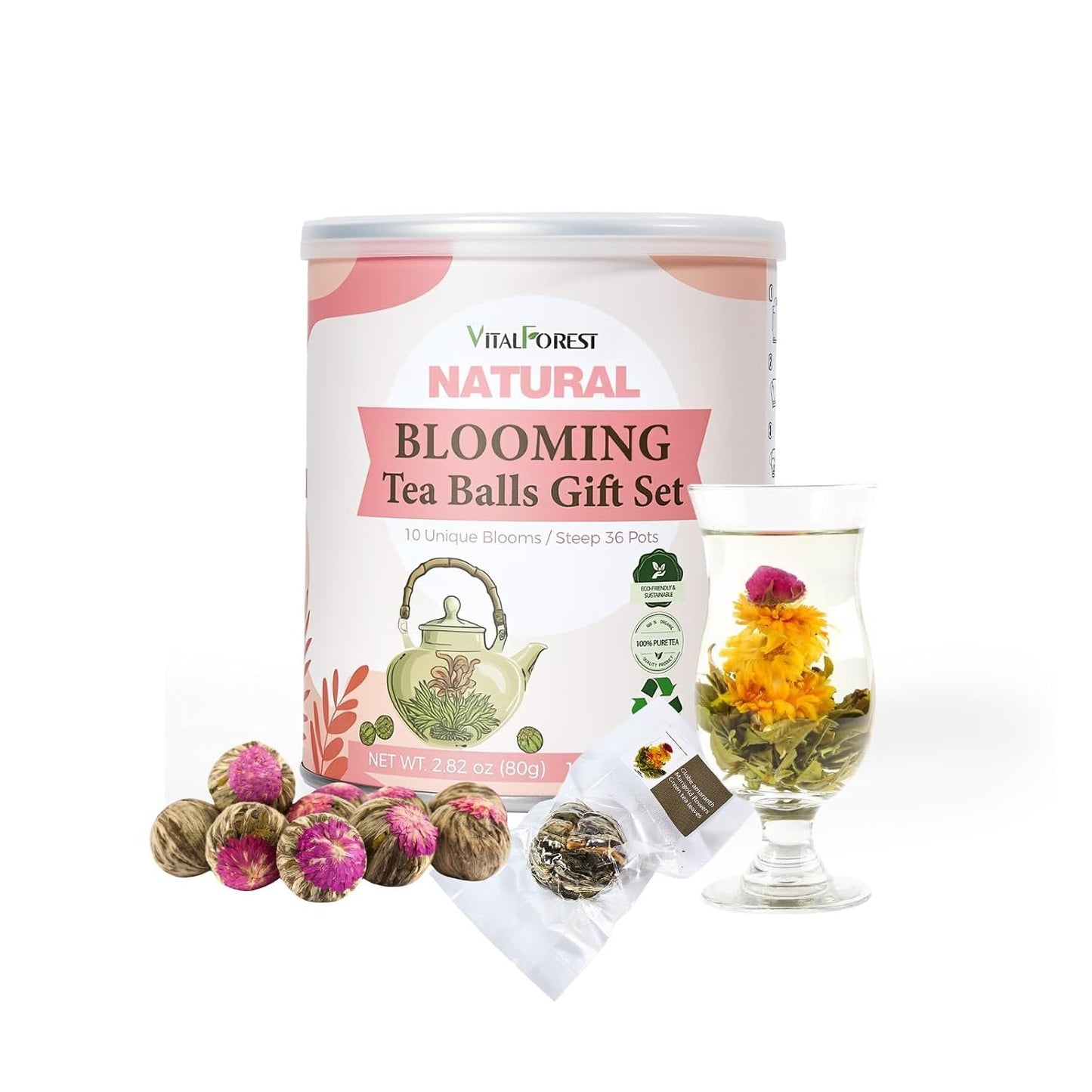 Blooming Tea Flowers Gift Set, 10 Unique Varieties Flowering Tea Balls, Individual Packing Handmade Blooming Balls for Anniversary, Valentine