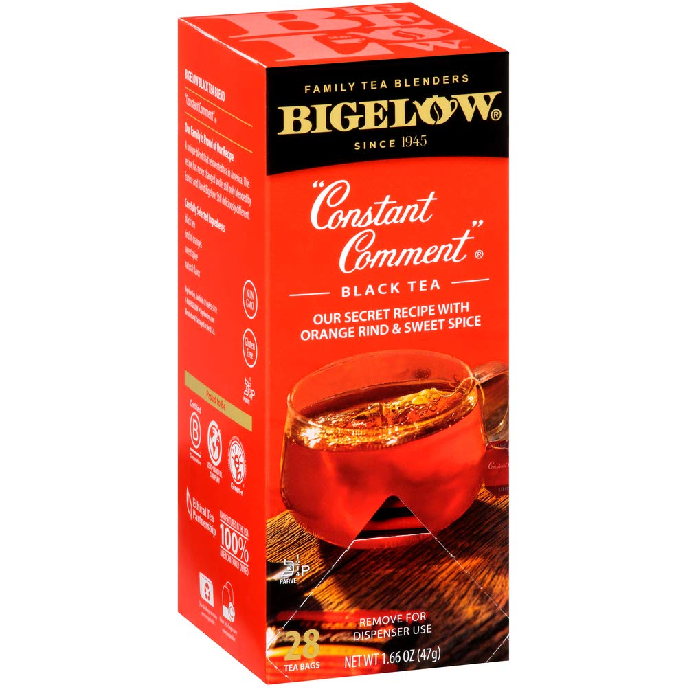 Bigelow Constant Comment Tea 28-Count Box (Pack of 1) Spiced Premium Black Tea with Orange Peel Antioxidant-Rich Full Caffeine Black Tea in Foil-Wrapped Bags