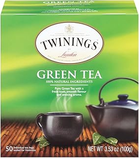 Twinings Green Tea Bags - Caffeinated Tea Made from Fresh Green Tea Leaves, Perfect for Hot or Iced Tea, 50 Count
