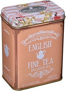 Vintage Floral Tea Tin with English Breakfast Loose Leaf Tea 125g