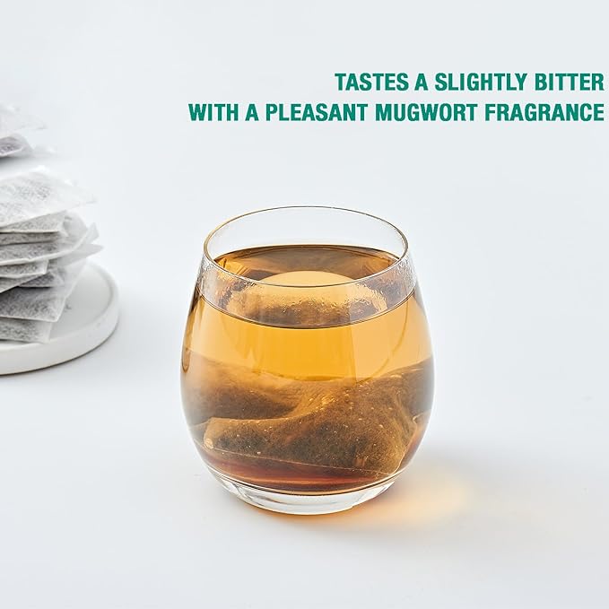 50 Mugwort Tea Bags, Natural Dried Chinese Mugwort Herb Tea, Artemisia Wormwood Tea, Caffeine Free, Help Sleep, Lucid Dreaming, Relax, Digestion