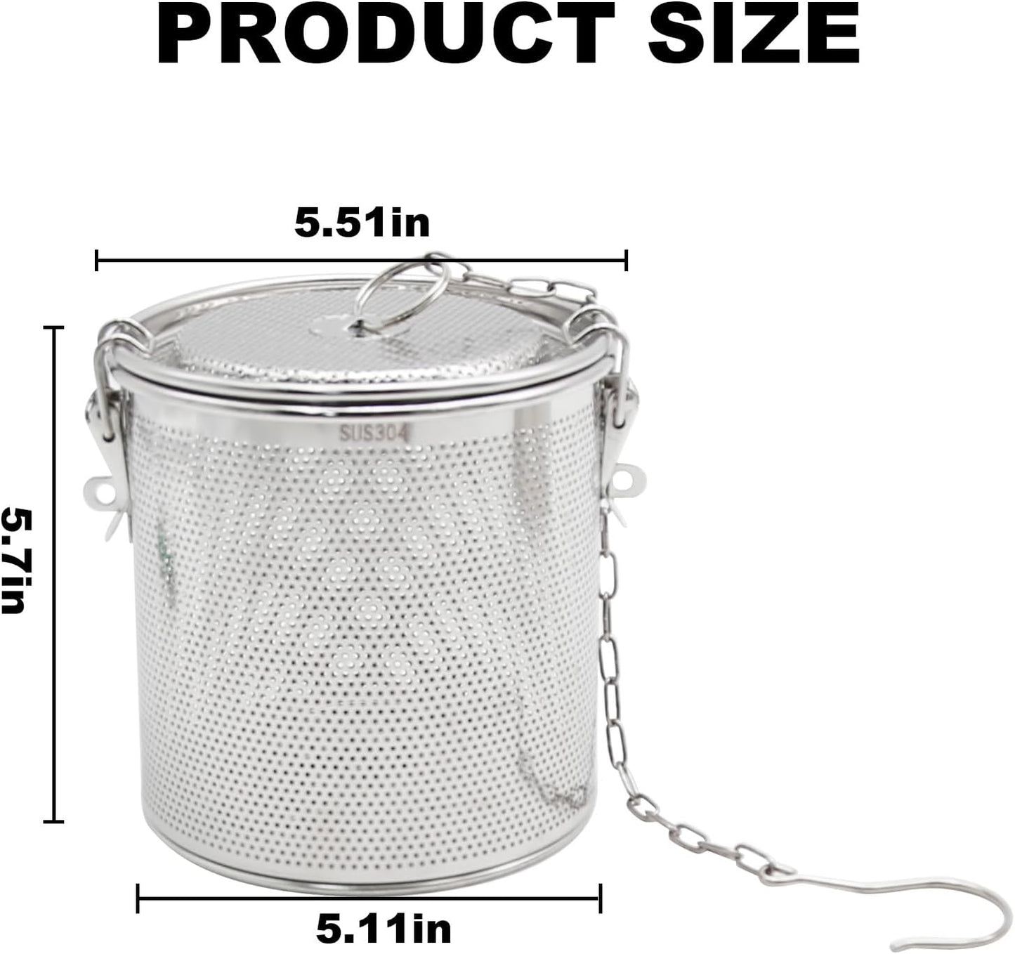 Tea Infuser, Stainless Steel Seasoning Strainer Tea Ball Filter Soup Seasonings Seperation Basket Spice Filter Tea Sieve for Home Restaurant Kitchen (5.11 x 5.7 inch)