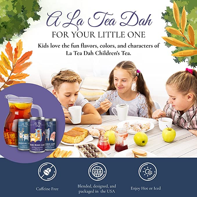Sweet Dreams Lavender Chamomile Tea for Kids by La Tea Dah, Children's Sleepy Tea Bags with Chamomile Flowers, Lavender, Mint, & Lemongrass, Tea Party Supplies, Slumber Land (12 Decaf Tea Bags)