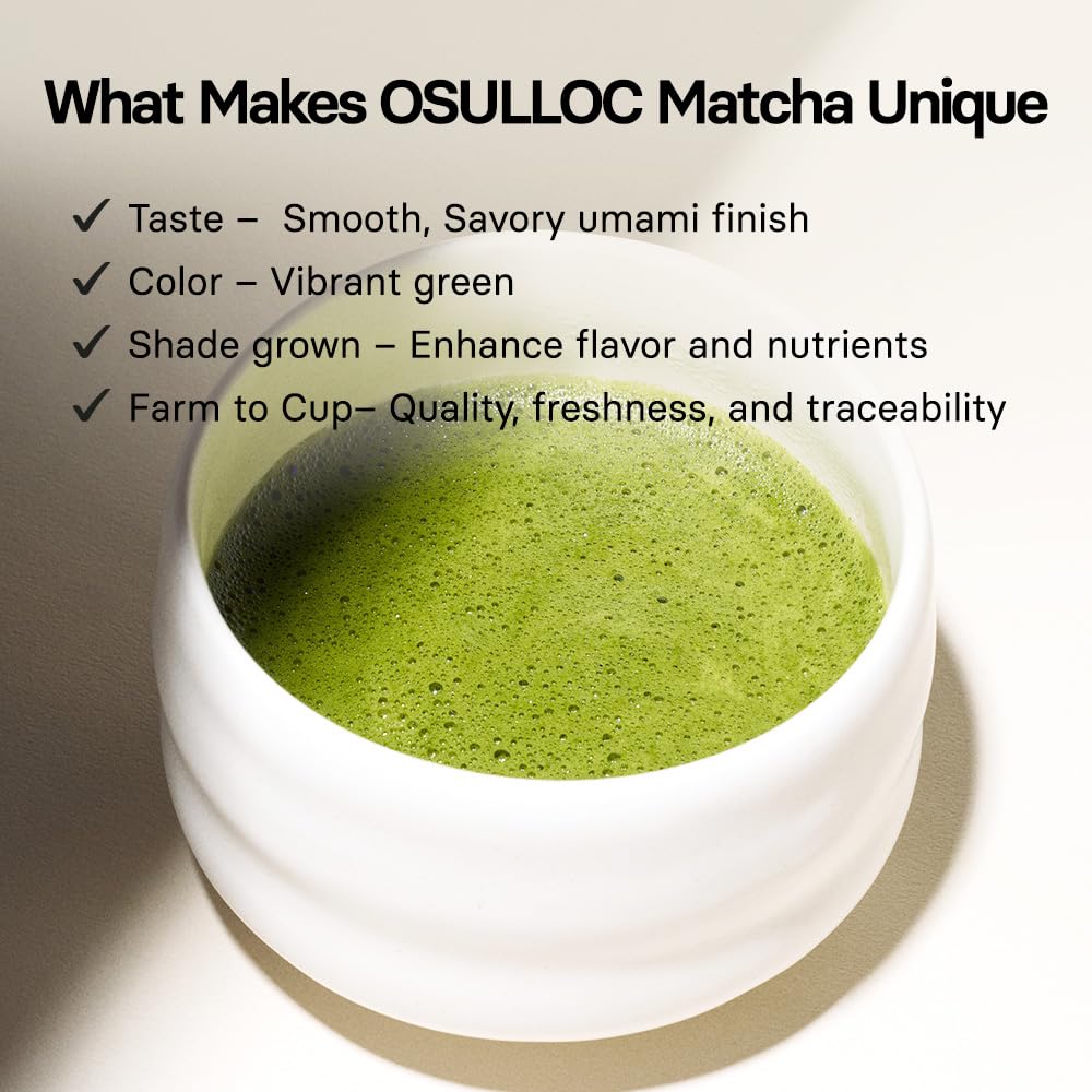OSULLOC Volcanic Isle Premium Korean Matcha Powder, 60 g | Organic Korean matcha from Jeju’s volcanic soil, crafted for lattes, baking, smoothies, and smooth everyday tea rituals