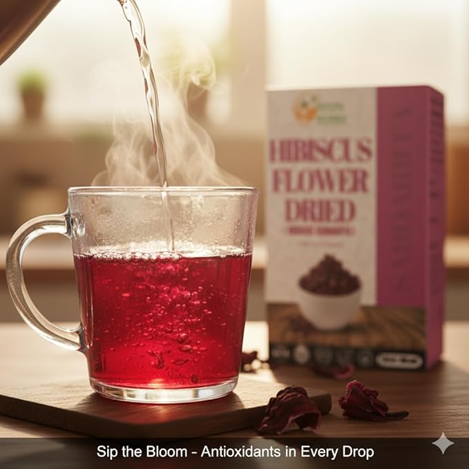 Herbs Botanica Hibiscus Flower Dried Organic For Tea, Hair Growth, Flor De Jamaica Organica Whole Full Flower Petals Cake Decoration & Cocktails 7.05