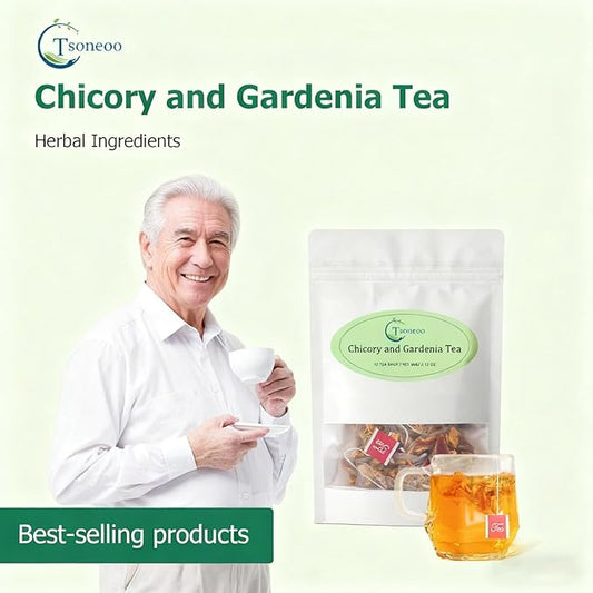 12 Tea Bags Chicory & Gardenia Herbal Tea - Gardenia, Chicory, Honeysuckle, Licorice, Tangerine Peel, Natural Sugar Free Blend, Vegan & Caffeine Free (2pcs)