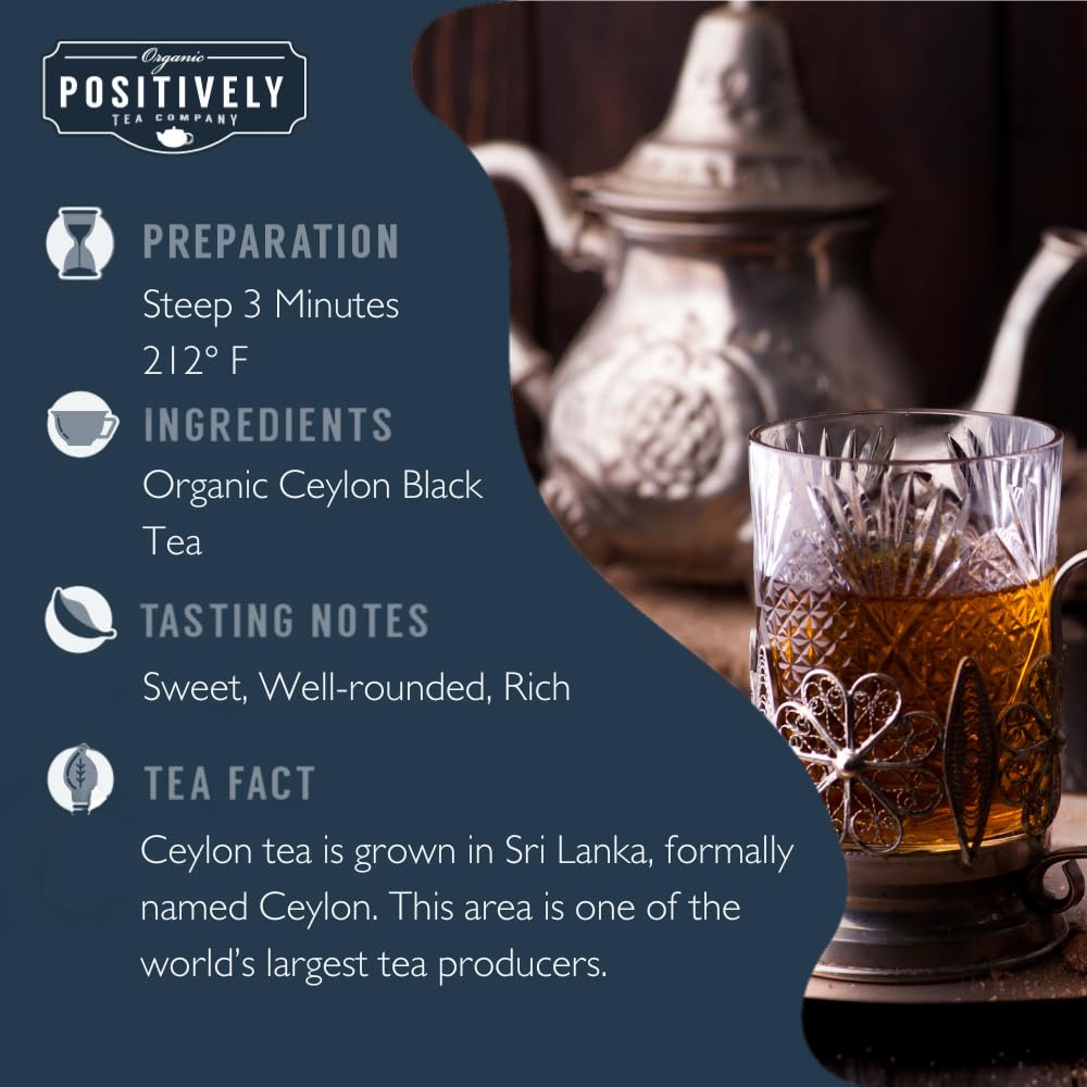 Organic Positively Tea Company Positively Tea, Organic Ceylon Black Tea, Loose Leaf, 16 Ounce