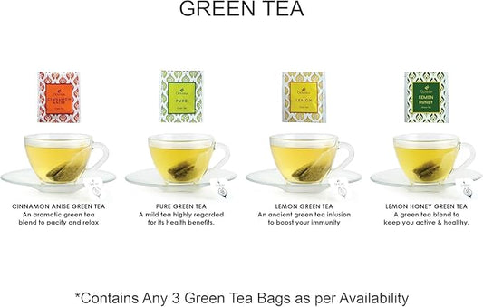 Octavius Green Tea Sampler Pack – 50 Premium Tea Bags, 3 Flavors: Cinnamon Anise, Lemon, Pure Green | Detox, Weight Loss, Antioxidants | Herbal Green Tea Variety Pack