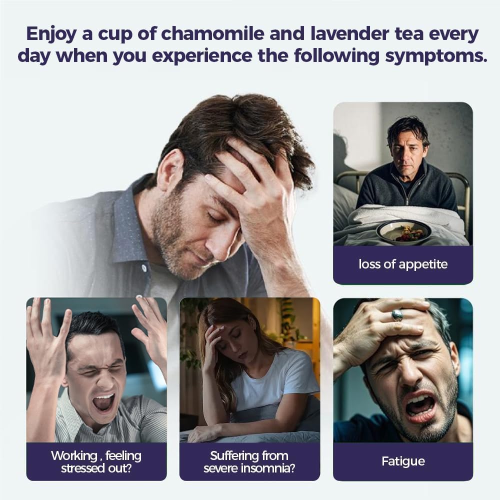 WOTIHA 60 Count Premium Chamomile Lavender Tea Bags - 100% Pure Flowers, Soothing Aroma, Supports Relaxation &amp; Better Sleep, Caffeine-Free, Additive-Free, Sugar-Free, Vegan.Non-GMO