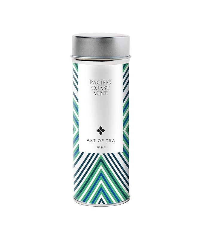 Art of Tea, Pacific Coast Mint 1oz (Organic Peppermint and Organic Spearmint Tea), Artisan Loose Leaf Tea Tin
