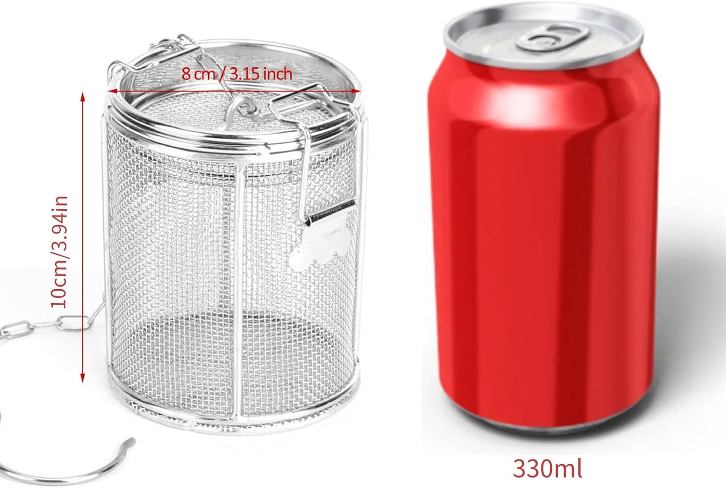 Tea Strainers for Loose Tea, Stainless Steel Seasoning Strainer | 8x10cm, Tea Infuser with Chain, Soup Seasonings Separation Basket Filter Tea Steeper for Brew Tea