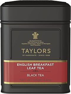Taylors of Harrogate English Breakfast, Black Loose Leaf, 4.41 Ounce Tin Caddy (Pack of 1), Rich, Bright & Malty, Caffeinated, Premium Whole Leaf Tea