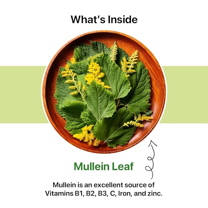 Blue TEA Mullein Tea – 50 Pyramid Plant-Based Tea Bags – Caffeine-Free, Non-Bitter, Ziplock Pack