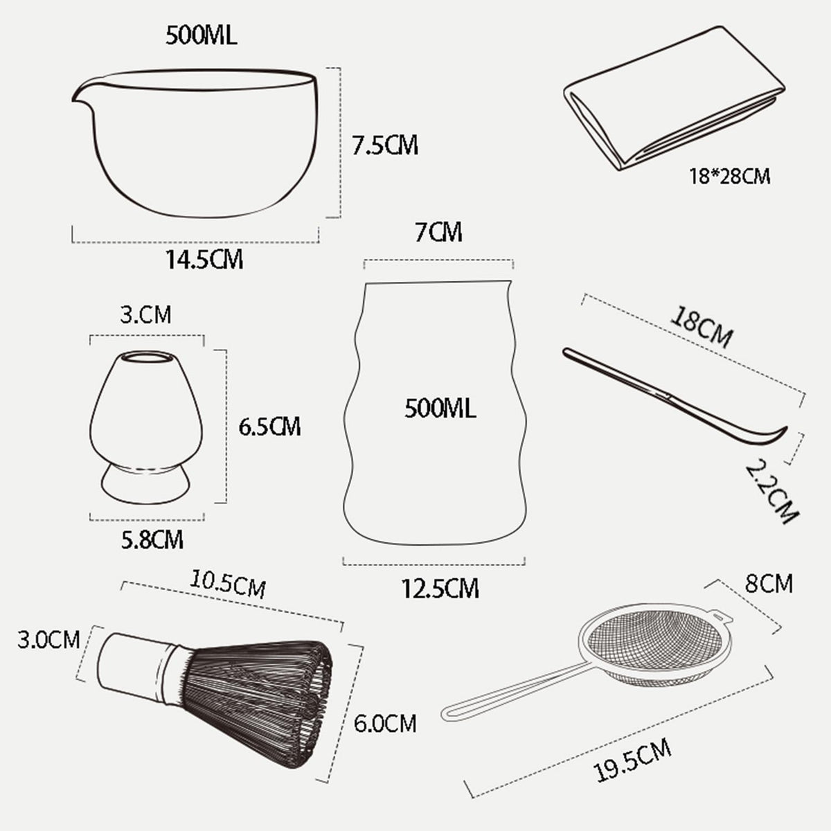DWEHIXBUY 7Pcs Japanese Matcha Tea Set, Matcha Kit with Matcha Bowl (with Pouring Spout), Matcha Whisk, Whisk Holder