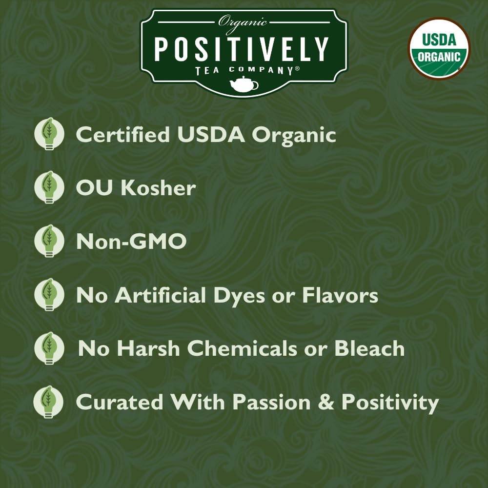Organic Positively Tea Company, Green Tea Bags, 100 Count, Eco-Friendly Tea Bags, Non-GMO