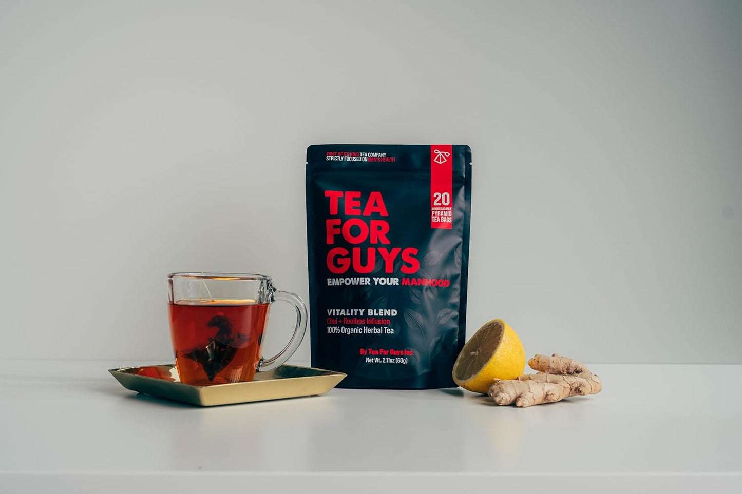 Tea For Guys: Vitality Blend – Natural Support for Testosterone, Libido, Male Fertility and overall Male Vitality | Herbal Tea for Mens Wellness – 20 Biodegradable Tea Bags