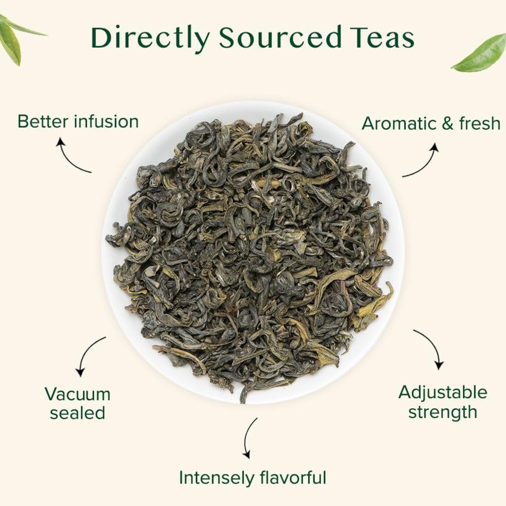 VAHDAM, Green Tea Leaves From Himalayas 170+ Cups (12oz) High Elevation Grown Green Tea Leaves From Himalayas | Pure Unblended Single Origin Green Loose Leaf Tea | Vacuum Sealed