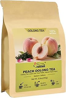 FullChea - Taiwan Peach Oolong Tea Loose Leaf - 8.8oz / 250g - Dongding High Mountain Blossom Tea - Gaoshan Ulong Green Tea - Blend with Natural Edible Rose Petals - Medium Caffeine
