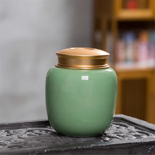 Large Vintage Design Ceramic Tea Canister with Seal for Loose Tea-style1