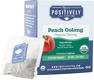 Organic Positively Tea Company, Peach Oolong Tea Bags, 20 Count