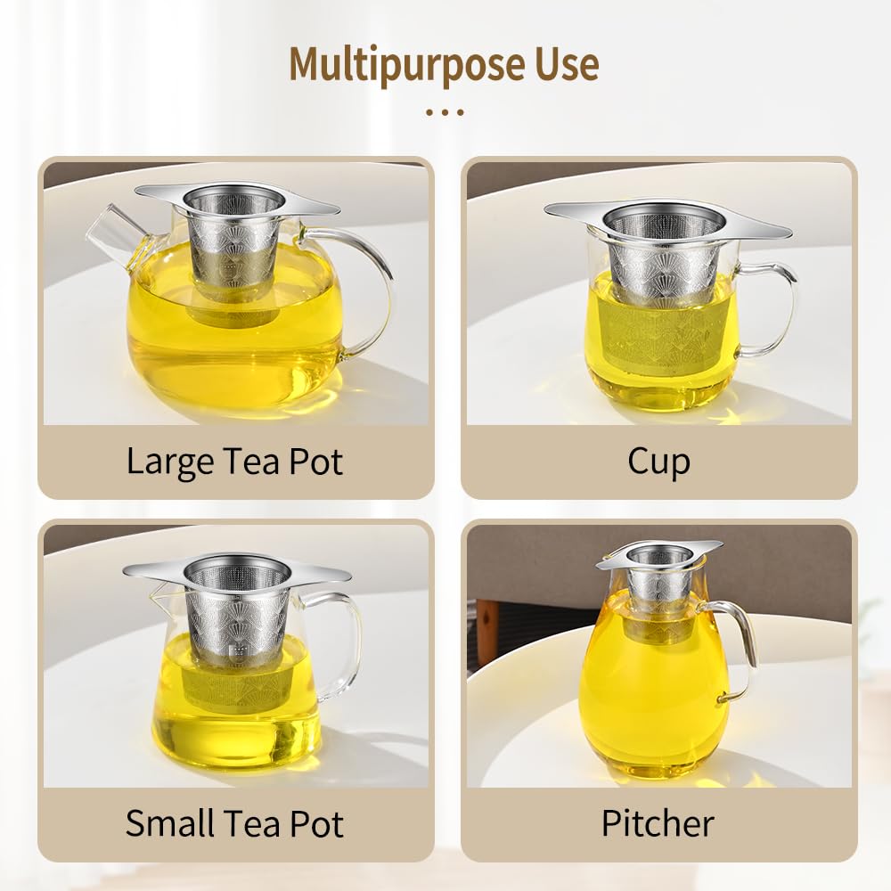 2Pack Extra Fine 18/8 Stainless Steel Tea Infuser BOMANSI BOMS Tea Strainer with Large Capacity & Perfect Size Double Handles