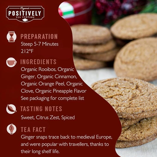 Organic Positively Tea Company, Ginger Snap Rooibos Tea, Loose Leaf, 16 Ounce