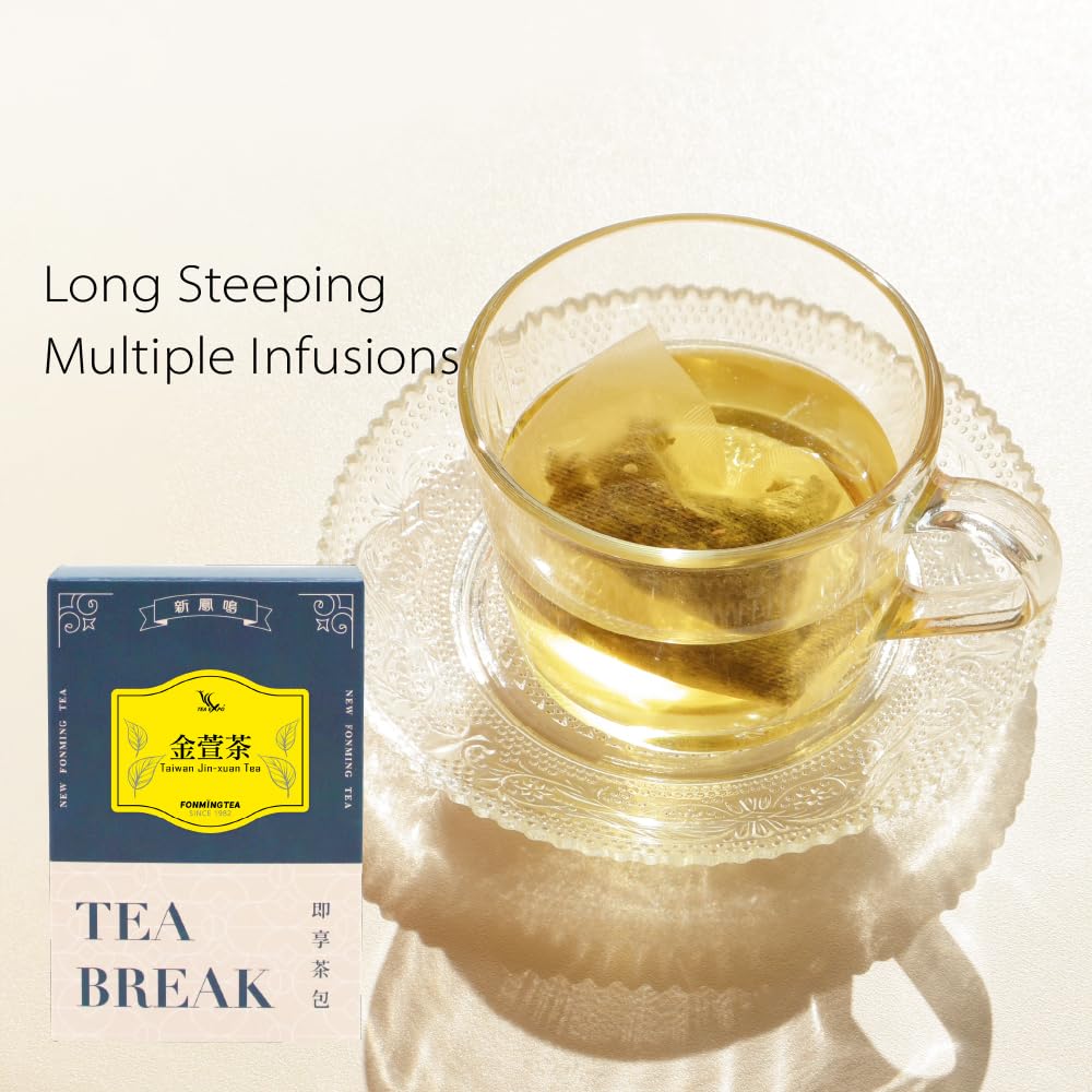 Fonming Tea Jin Xuan Tea Bag - Premium Milk Oolong Tea/Jin Xuan/Jinxuan Oolong Tea/Taiwan Milky Oolong Tea/High Mountain Tea/12 Individually Wrapped Tea Bags/lower caffeine