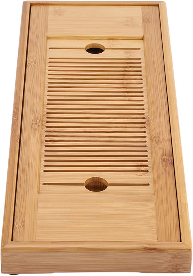 Keenso Tea Tray with 2 in 1 Removable Tea Tray for Home Office Table 38 * 15cm, Ecofriendly Mini Serving for Chinese Gongfu Service for 2-3 Persons