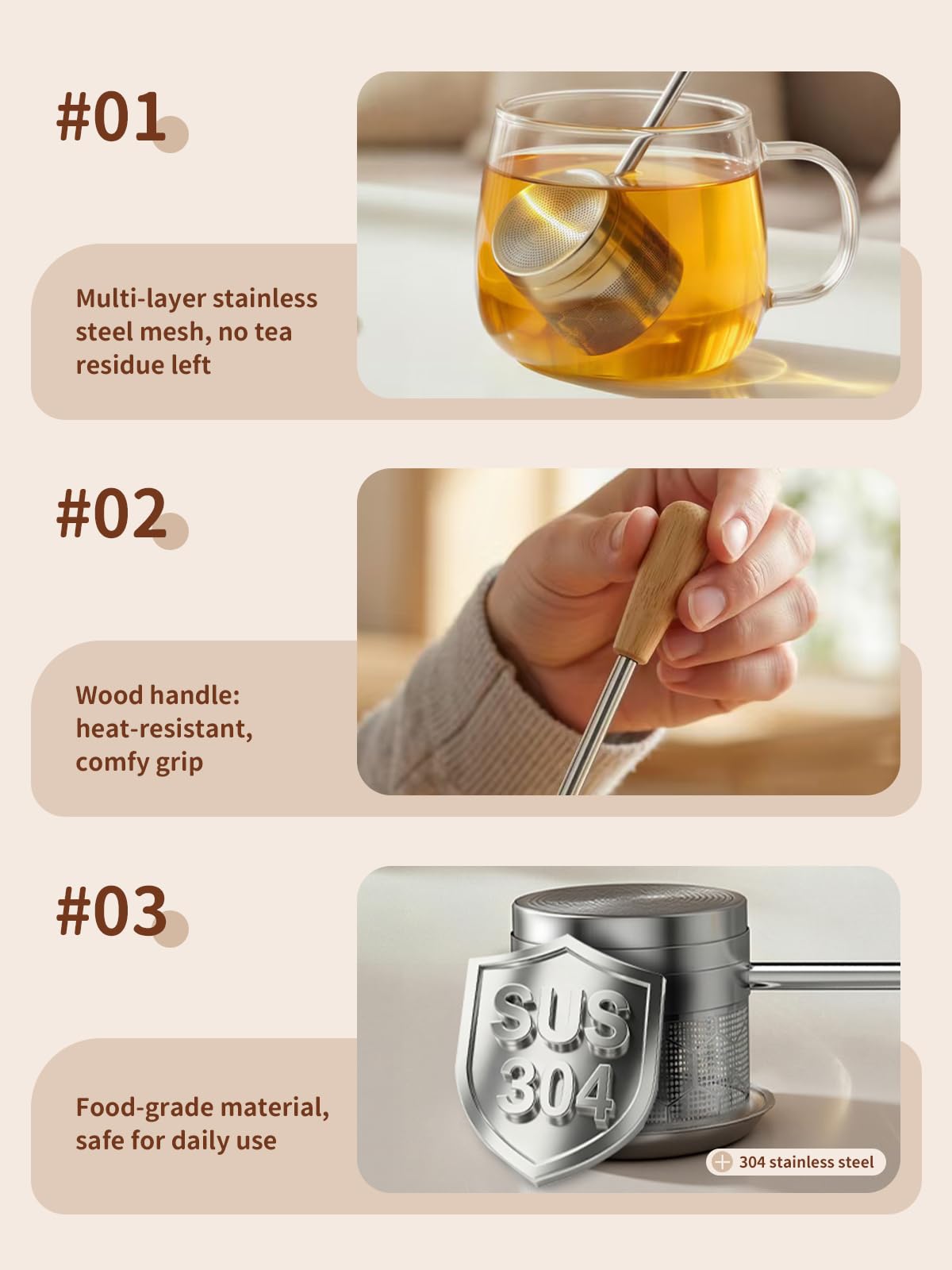 HOUSE AGAIN Tea Infuser for Loose Leaf Tea, Tea Scoop Infuser Fine Mesh Tea Strainers