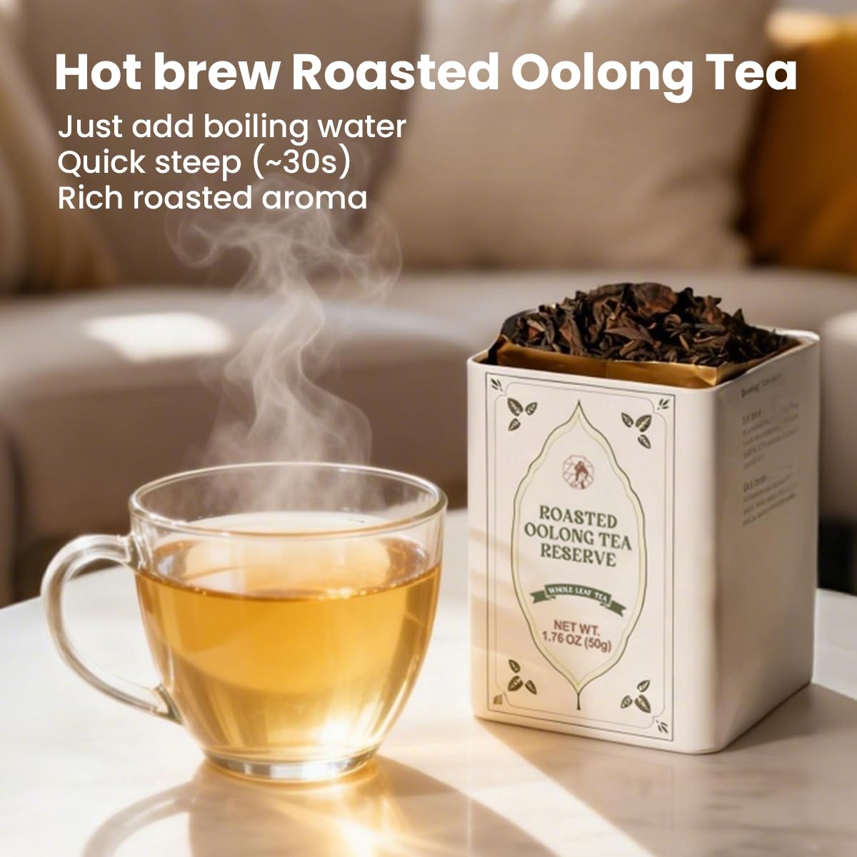 Chayan Oolong Tea Loose Leaf, Premium Roasted Oolong Tea, Authentic Chinese Whole Leaf Tea, Smooth Hot Brew & Refreshing Cold Brew, 1.76 OZ (50g)