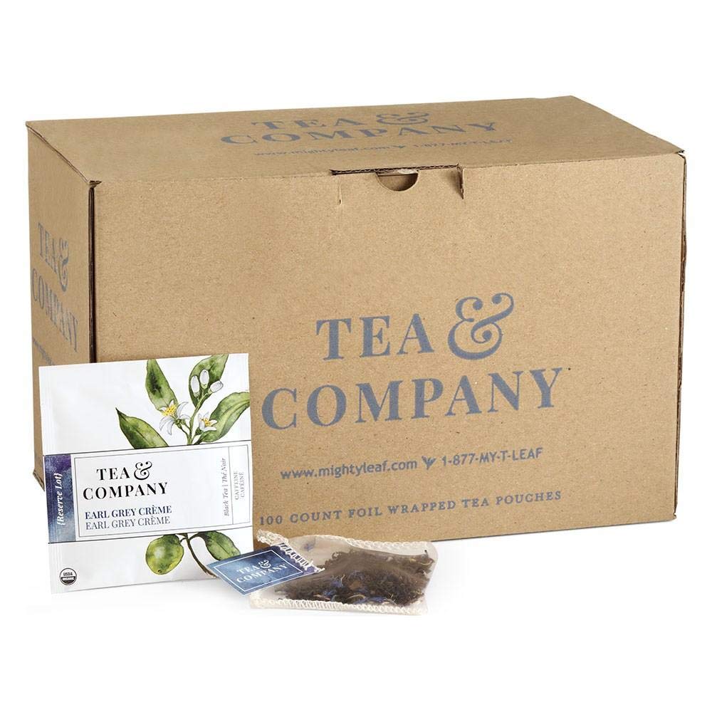 Mighty Leaf Tea and Company Organic Earl Grey Crème – 100 Count Silken Tea Pouches – Smooth Black Tea with Vanilla & Bergamot – Premium Whole Leaf Hot or Iced Brewing