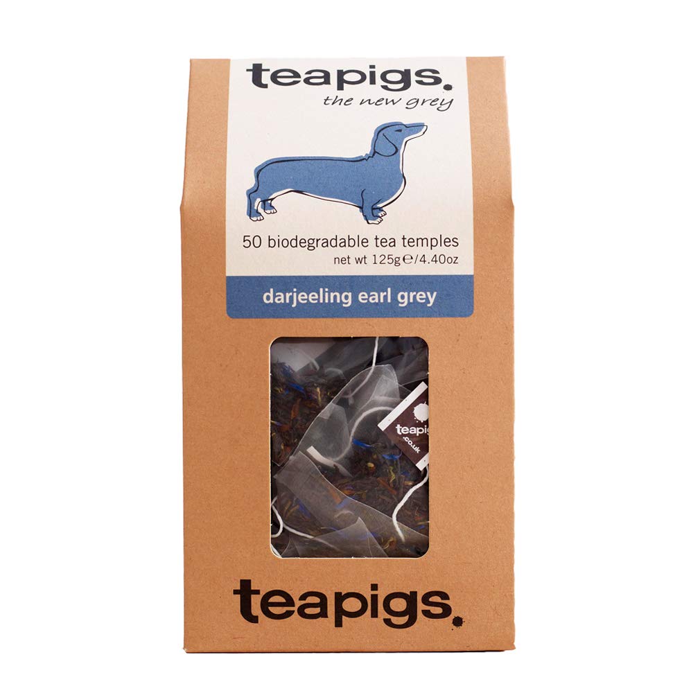 teapigs, Darjeeling Earl Grey Tea, Made with Whole Leaves, Whole Leaf Tea Temples, 50 Count, Pack of 50, Elegant, Floral Bergamot Blend