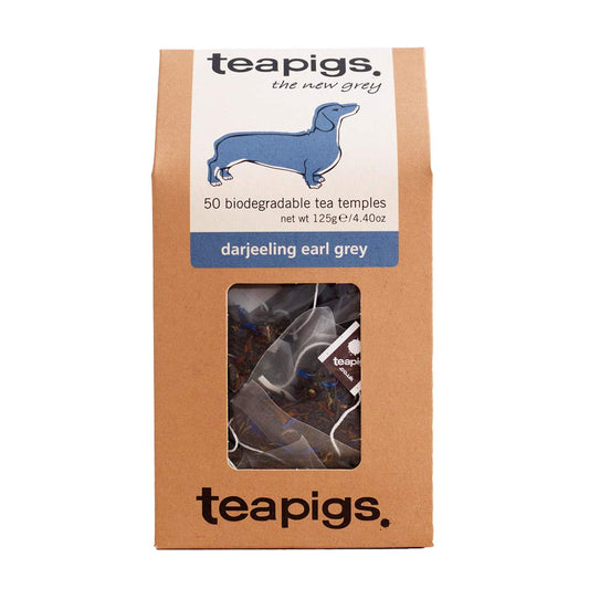 teapigs, Darjeeling Earl Grey Tea, Made with Whole Leaves, Whole Leaf Tea Temples, 50 Count, Pack of 50, Elegant, Floral Bergamot Blend