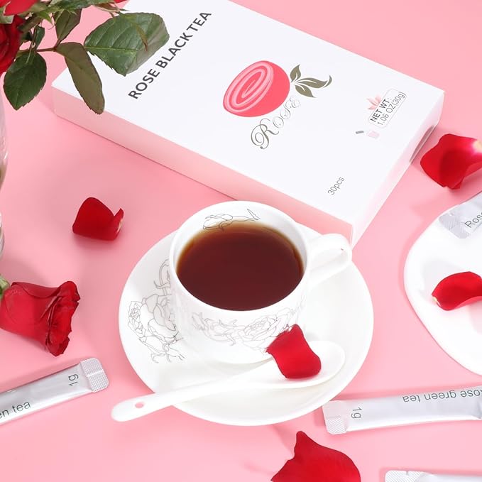 Taiping HK Rose Instant Black Tea Classic-100% Tea Leaves 30 Single Serve Stick Packs Unsweetened No Additives On-the-Go for Travel, Work, Outdoors , Helps Support Digestive Health Hot or Iced Teas (30Count)