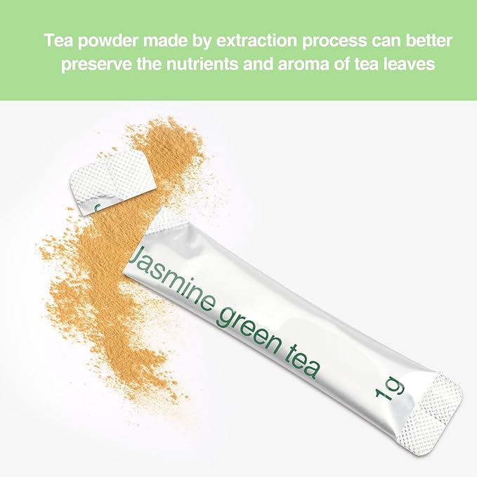 Taiping HK Jasmine Instant Green Tea Classic-100% Tea Leaves 10 Single Serve Stick Packs Unsweetened No Additives On-the-Go for Travel, Work, Outdoors , Helps Support Digestive Health Hot or Iced Teas (10Count)