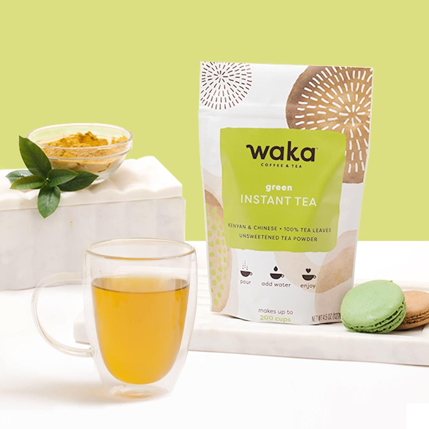 Waka Instant Tea Mix, 3 Bag Bundle - 100% Tea Leaves, No Additives, Unsweetened Tea Powders - Classic, Raspberry Flavored, Peach Flavored Green (4.5oz Each)