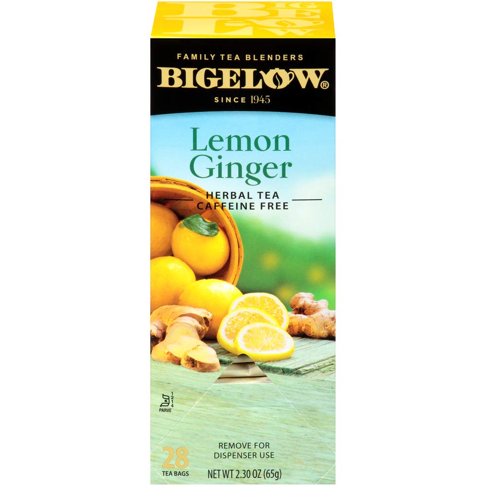 Bigelow Tea Bigelow Lemon Ginger Herbal Tea Bags 28-Count Box (Pack of 1) Lemon Ginger Tea Bags Herbal Tea All Natural Gluten