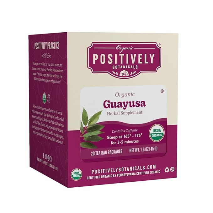 Organic Positively Botanicals Company, Guayusa Herbal Tea Bags, 20 Count