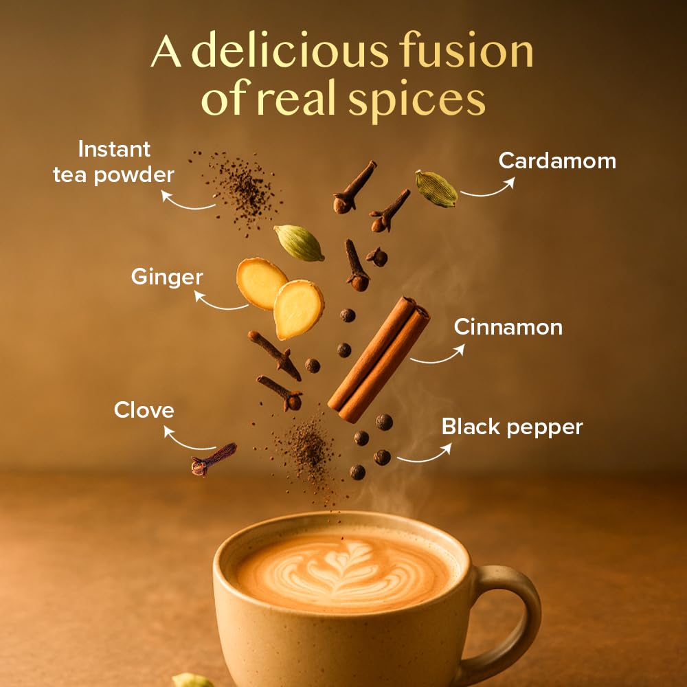 VAHDAM Instant Chai Latte(7.7oz|10 Sachets) Authentic Indian Chai Tea